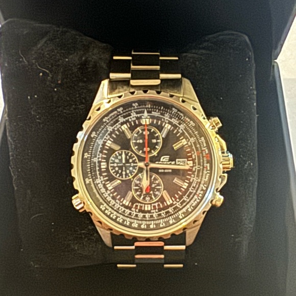 Casio Edifice Men's Quartz Chrono Silver-Tone Bracelet 45.5mm Watch EF527D-1AV - Picture 2 of 10